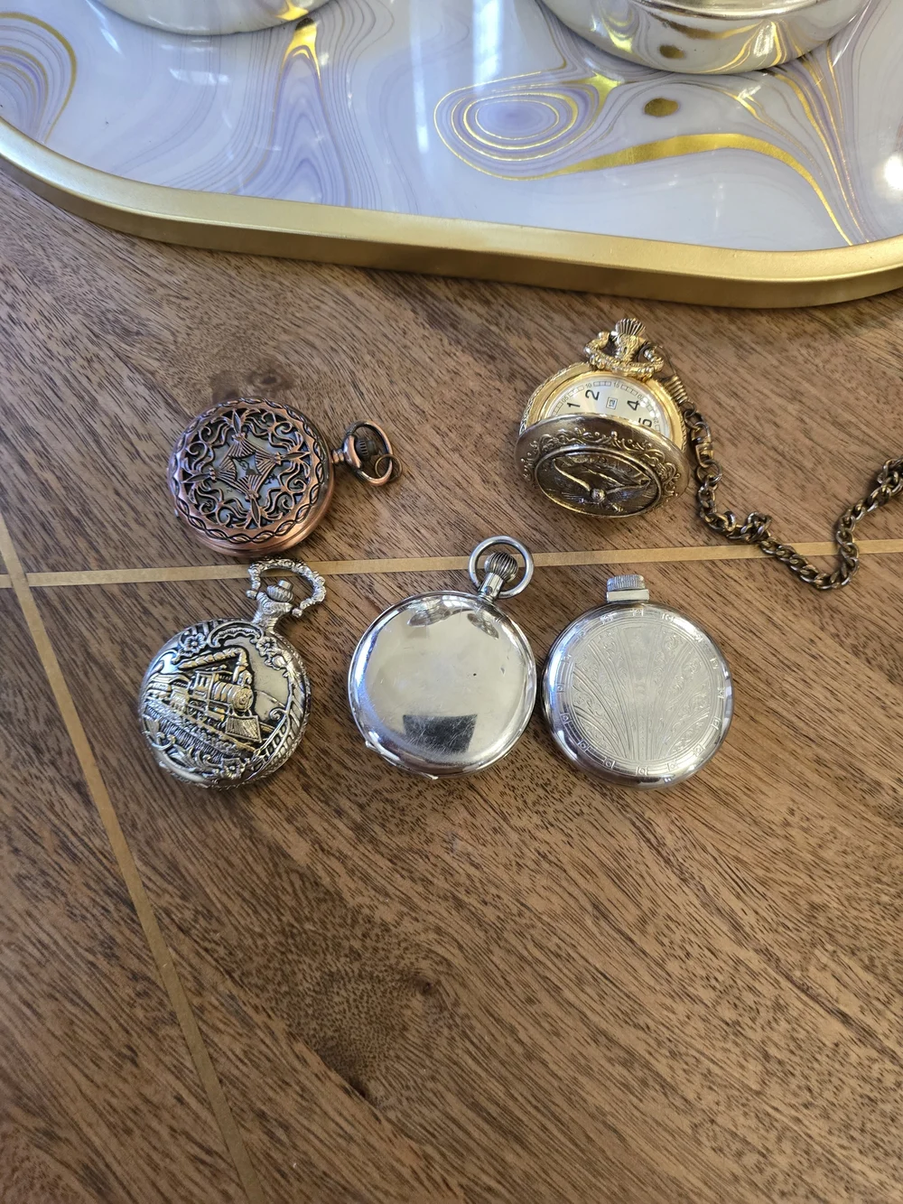 Classic Mixed-Metal Pocket Watch Collection - Silver, Gold, Not Working
